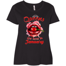 Load image into Gallery viewer, Queens Are Born In January T-Shirt Sexy Lip